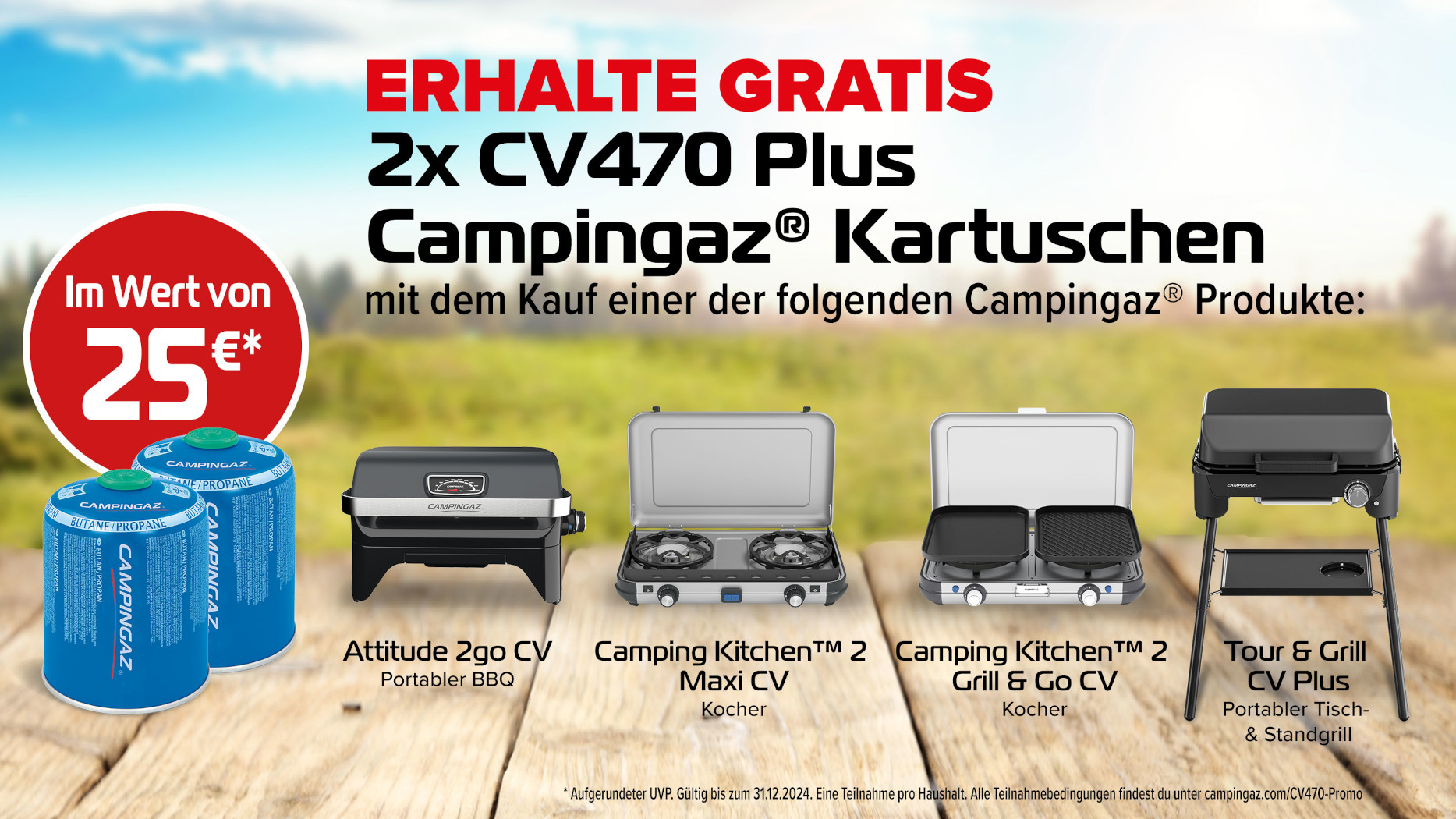 Campingaz 360 Grill CV (über CV470 oder CV300 Gaskartusche) Anthrazit Gasgrill Gaskocher + 2x CV470 Gratis (über Camping Gaz Deutschland GmbH)