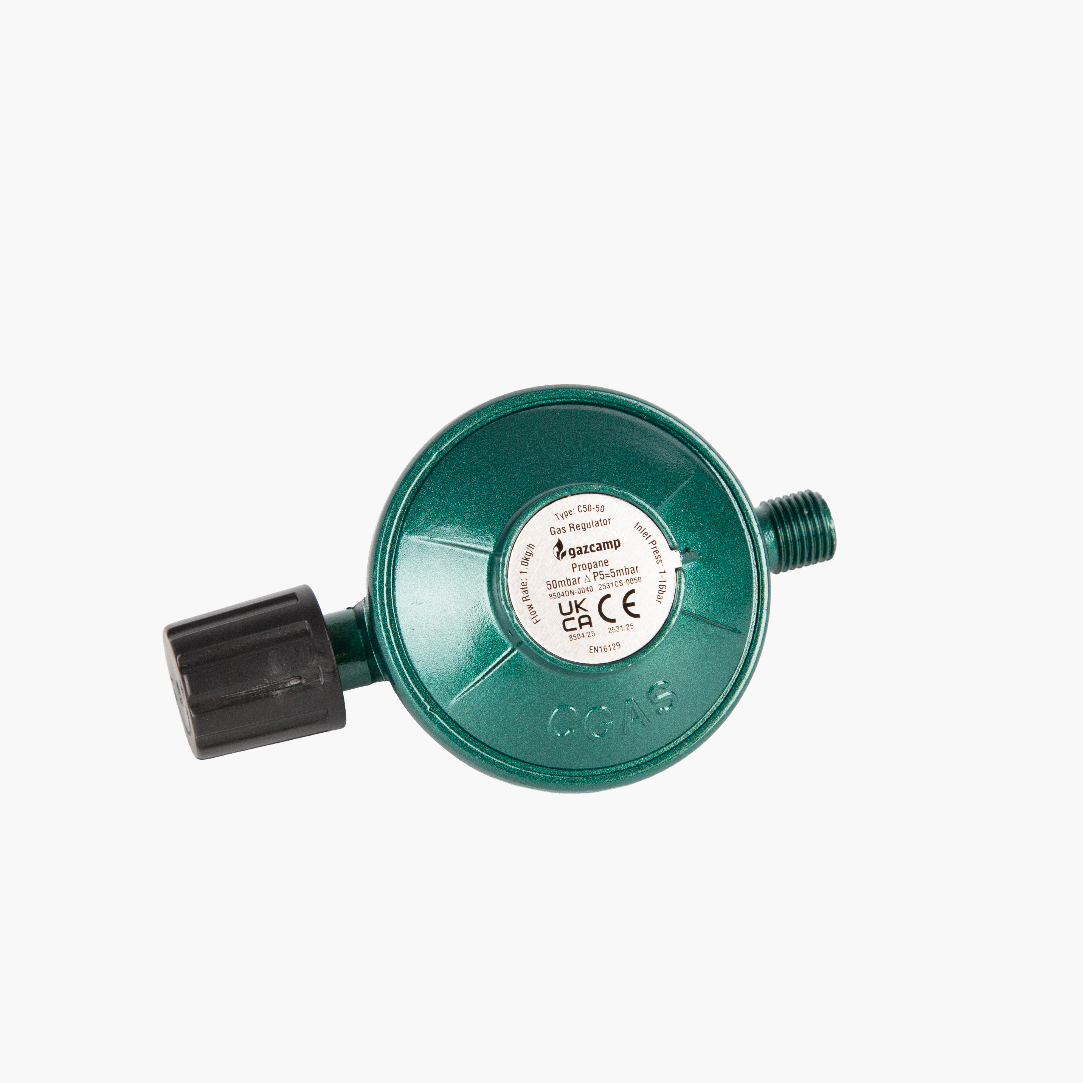 Gazcamp Kartuschenregler – 50 mbar / 1,0 kg/h für Schraubkartuschen (7/16" UNEF)