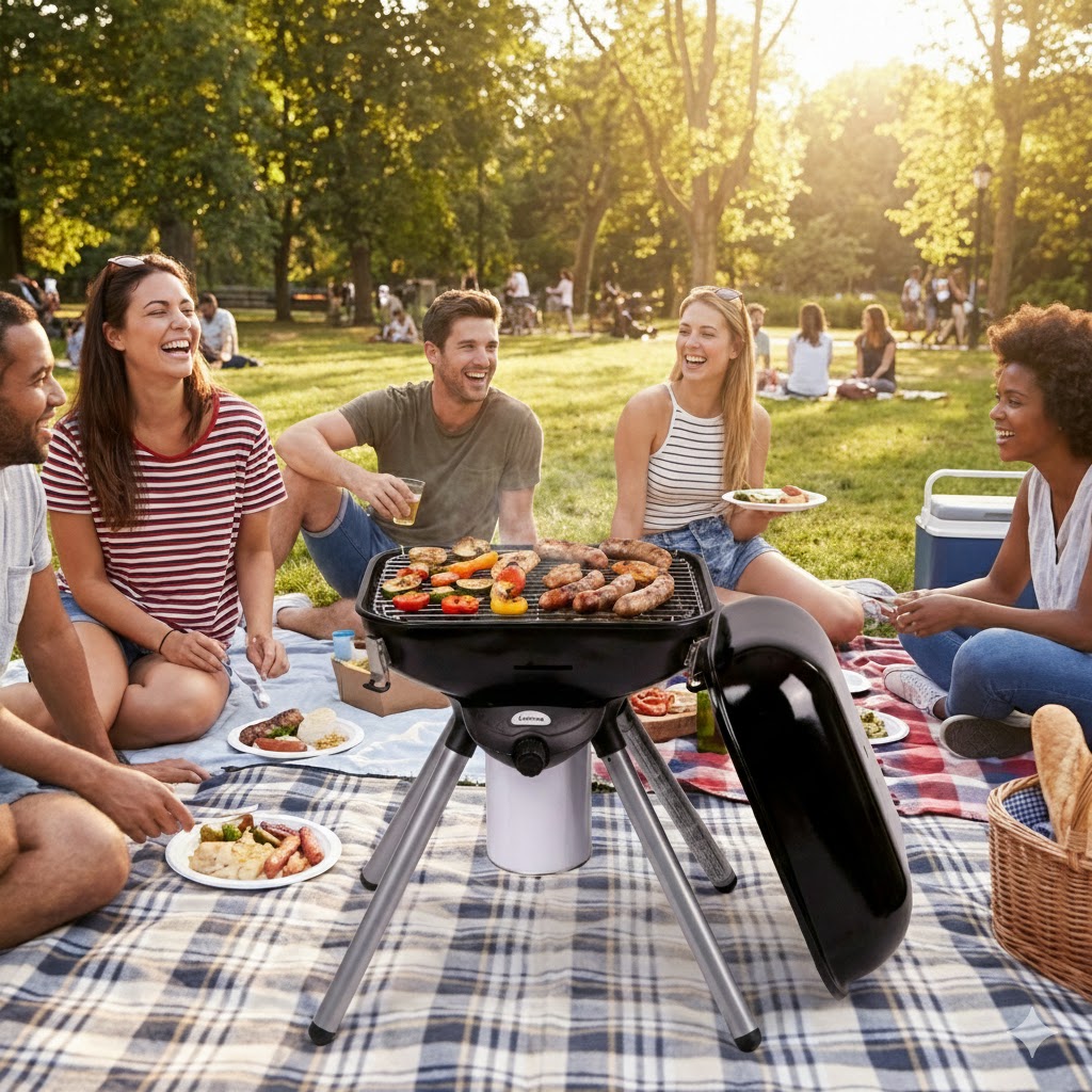 B-Ware Gazcamp BBQ Multi Grill Deluxe Plus mit Schraubkartuschen-Betrieb