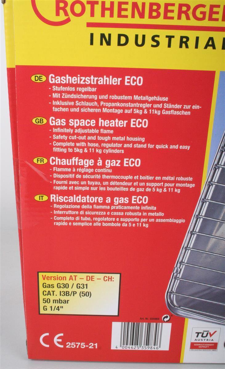 B-Ware Rothenberger Gasheizstrahler Eco mit Piezo Schlauch und Regler 4004625359853