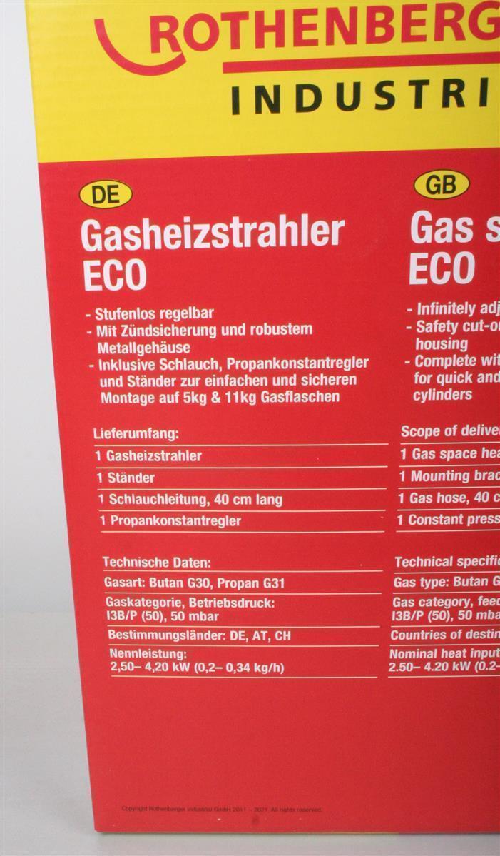 B-Ware Rothenberger Gasheizstrahler Eco mit Piezo Schlauch und Regler 4004625359853