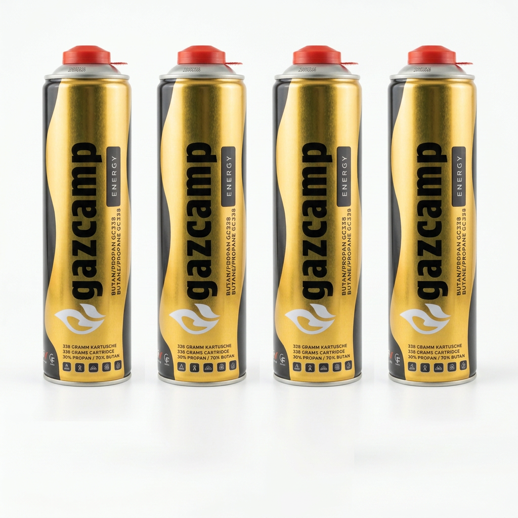 4x Gazcamp Butan/Propan 338g (616ml) Gaskartusche EN417 Schraubgewinde