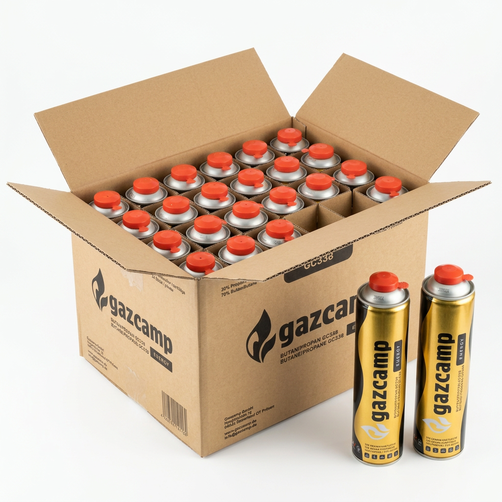 24x Gazcamp Butan/Propan 338g (616ml) Gaskartusche EN417 Schraubgewinde