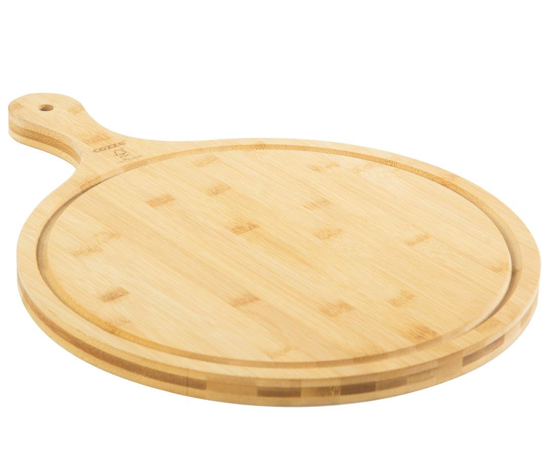 Cozze Servierbrett für Pizza aus Bambus mit Griff, 46 x 35 x 2 cm
