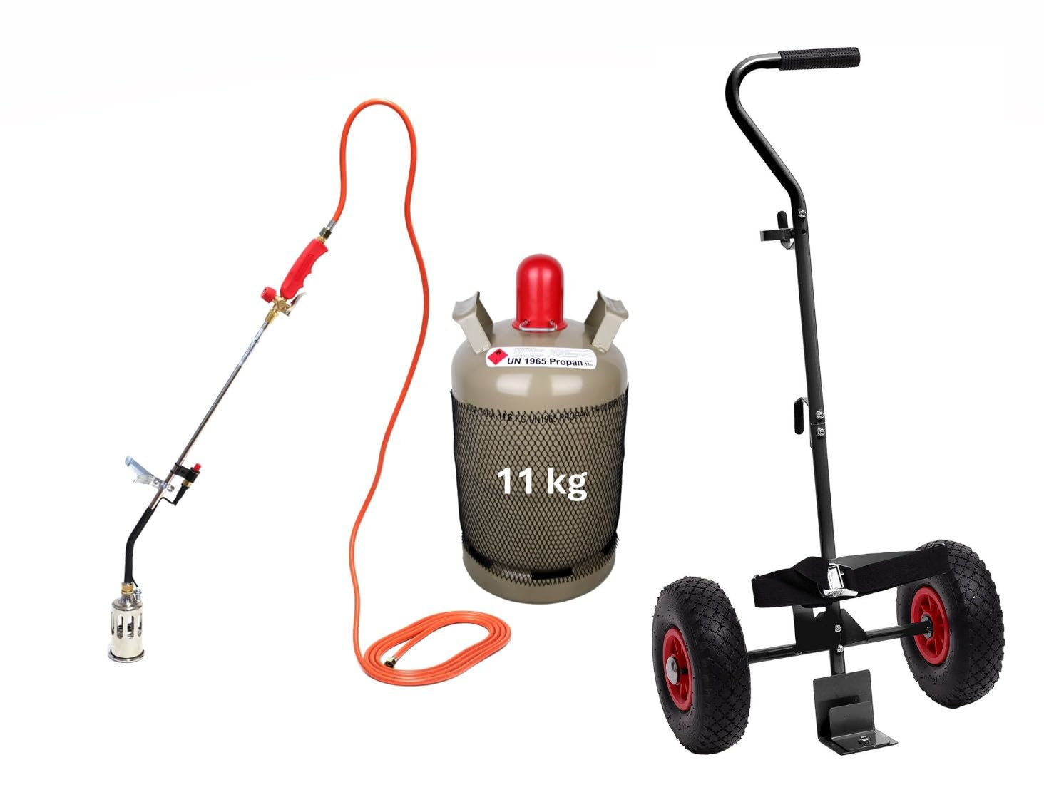 Rothenberger Industrial RoMaxi Premium Piezo 11 kg Gasflasche Flaschentransportwagen Komplettset