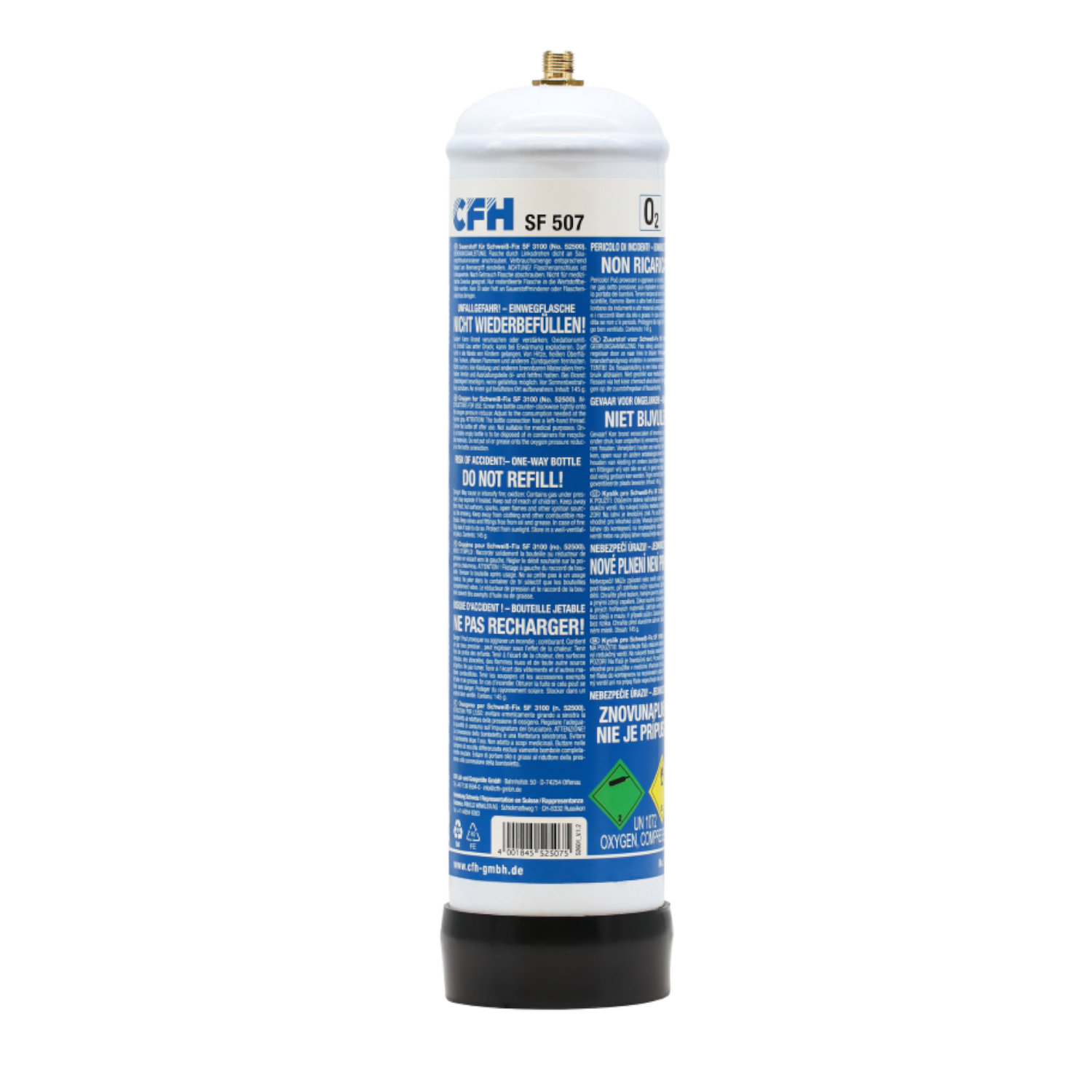 CFH Ersatzdosenset für Schweiß-Fix 2x Sauerstoffersatzflasche 140 g 950 ml Sauerstoff (O2) 1x Spezialgas 330 g 600 ml AT3000 SF504