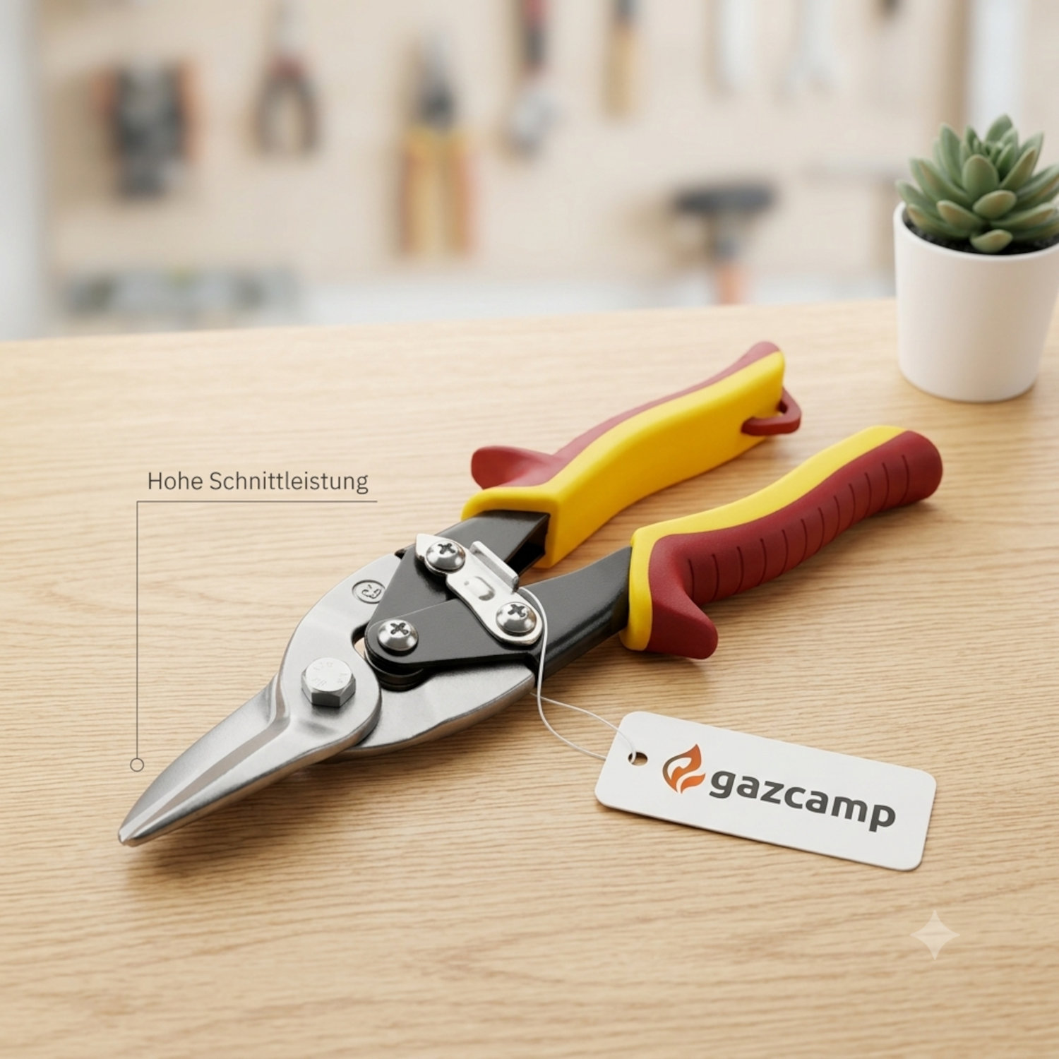 Gazcamp Blechschere 254 mm rechtsschneidend – Metallschere mit ergonomischen Komfortgriffen