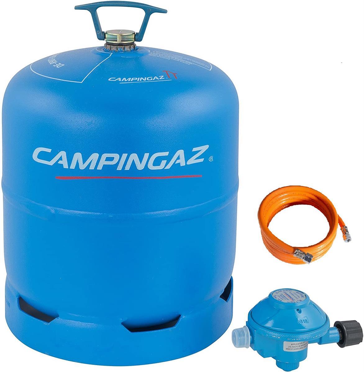 Campingaz R 907 Gasflasche - 2,75 kg Butangas mit 0,8 m Schlauch und 50 mBar Regler im Set