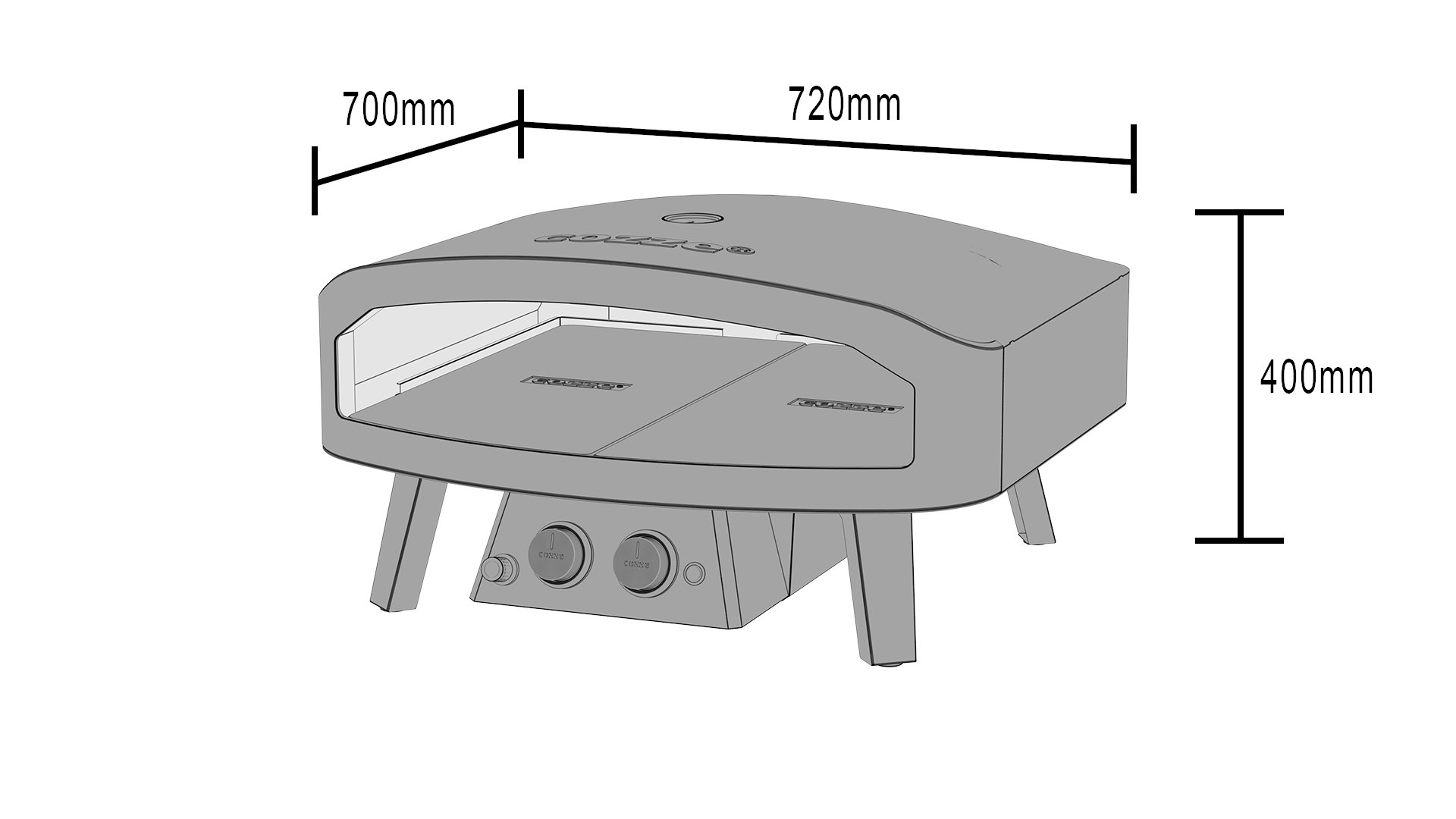 Cozze XXL Pizzaofen Gas 24" Black Edition, 13 kW