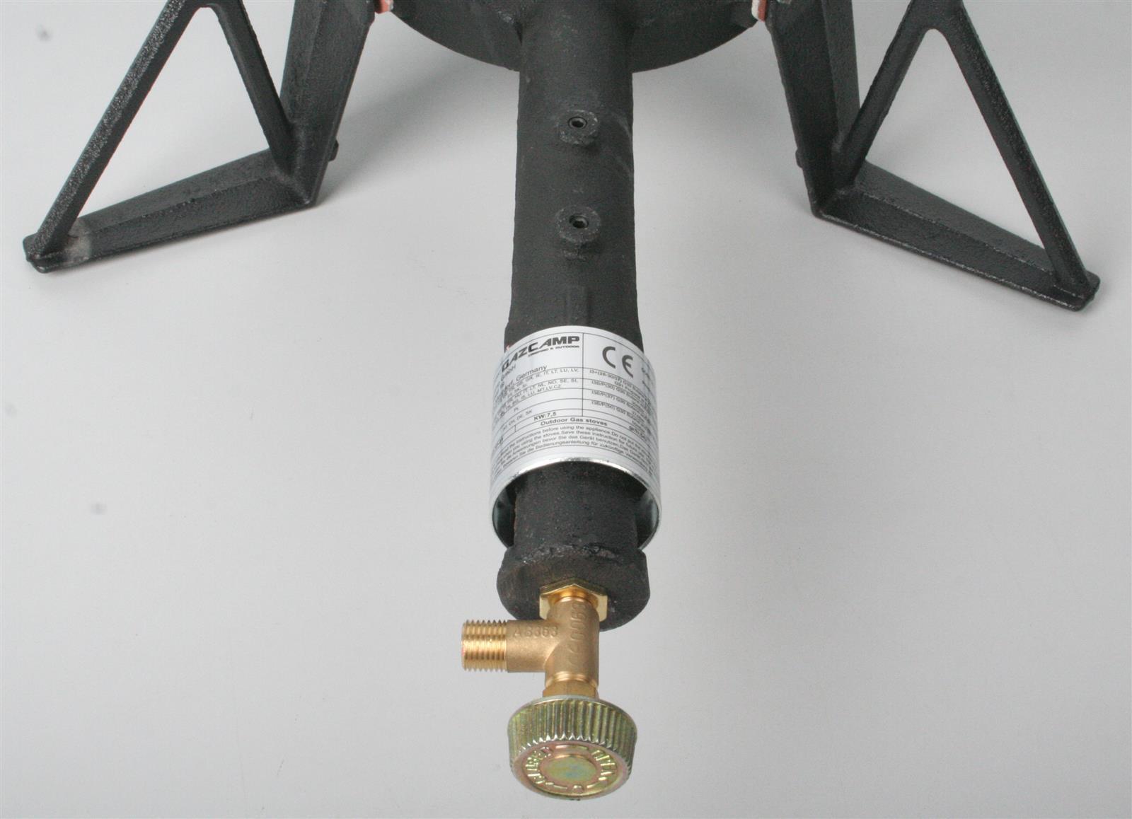 Hockerkocher 7,5 kW Gaskocher Campingkocher 3 Bein 100 kg belastbar 50 mBar mit Gasschlauch Druckminderer 5 kg 11 kg Gasflasche