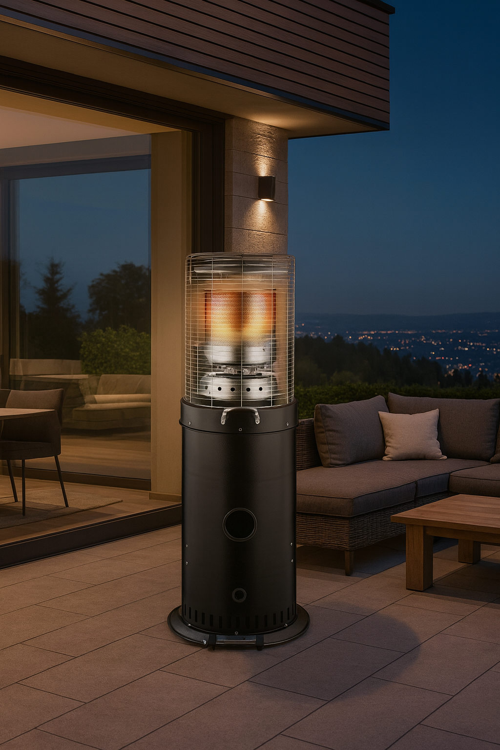 Gazcamp Heizstrahler Deluxe 10,0 kW – Gas Heizpilz aus Edelstahl mit Piezozündung & Kippschutz