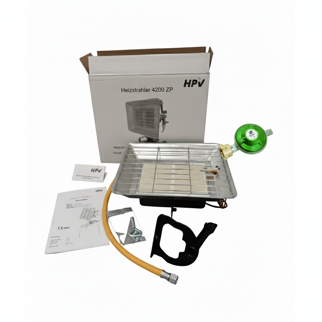 HPV Heizstrahler 4,2 kW mit Zündsicherung und Piezozündung mit Schlauch und Regler