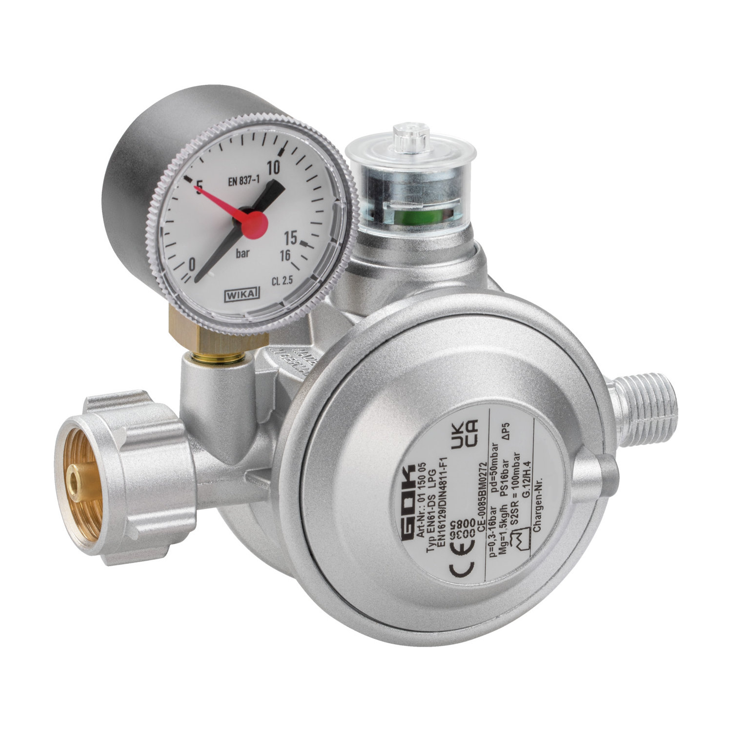 GOK Druckregler mit Manom. KLF x G 1/4 LH-KN 29mBar 1,5kg/h