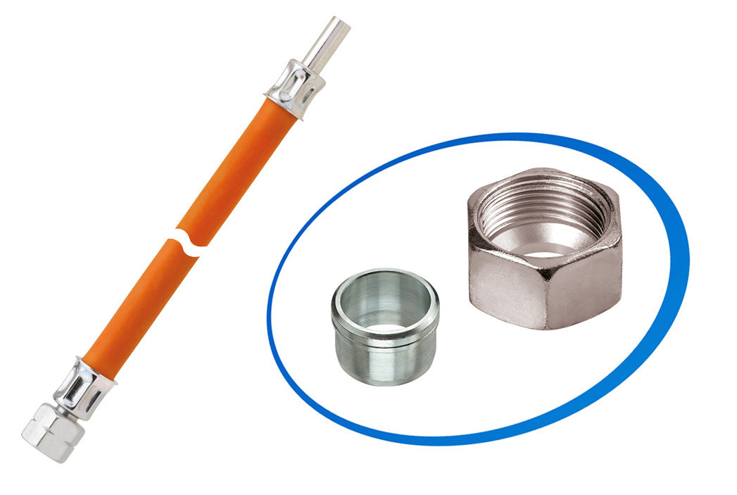 GOK Ersatz-Gasschlauch für Caravan & Wohnmobil – Anschluss G 1/4 LH-ÜM x Rohrstutzen 8