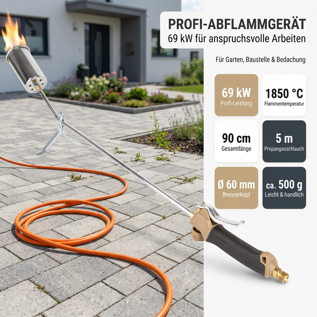 Gazcamp Abflammgerät PQ850 Premium – Profi-Gerät für Baustelle, Garten und Bedachungsarbeiten