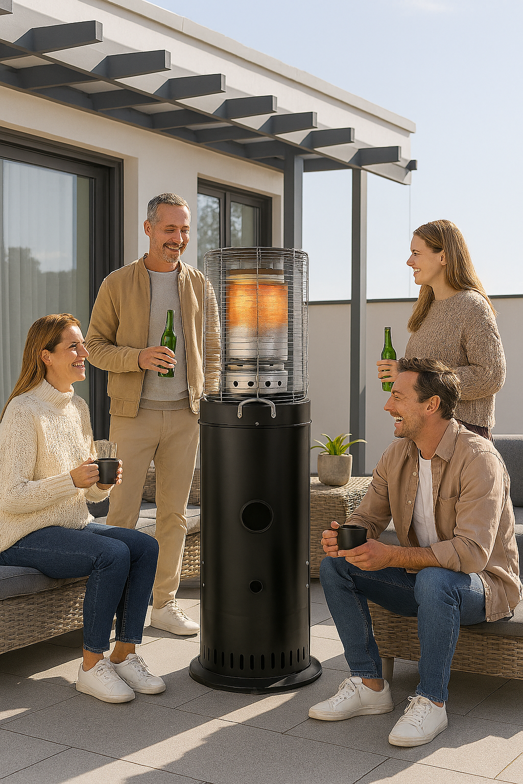 Gazcamp Heizstrahler Deluxe 10,0 kW – Gas Heizpilz aus Edelstahl mit Piezozündung & Kippschutz