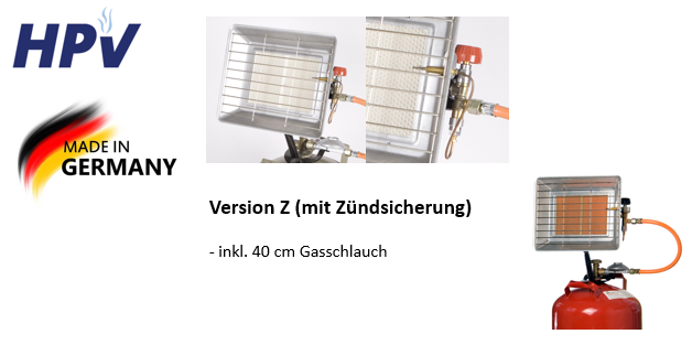 HPV Heizstrahler 4,3 kW Zündsicherung inkl. Schlauch