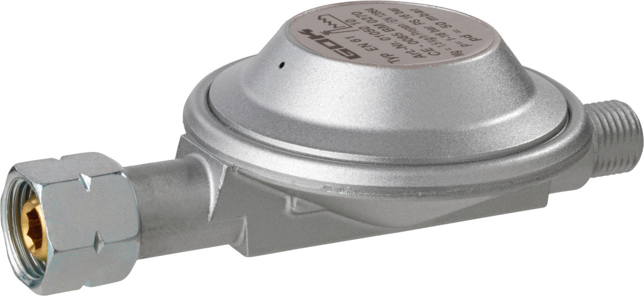 GOK Gasregler EN61 1,5kg/h 50mBar Kleinstflasche 3/8" - Ausgang 1/4"