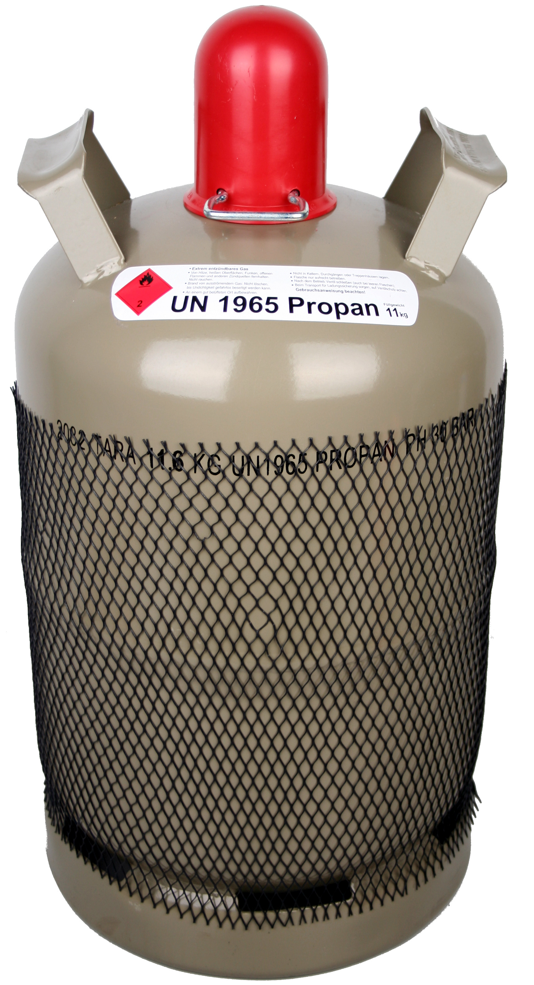 11 kg Graue Stahl-Gasflasche - Eigentumsflasche mit mid. 9 Jahren TÜV, fabrikneu und bereit zum Befüllen!