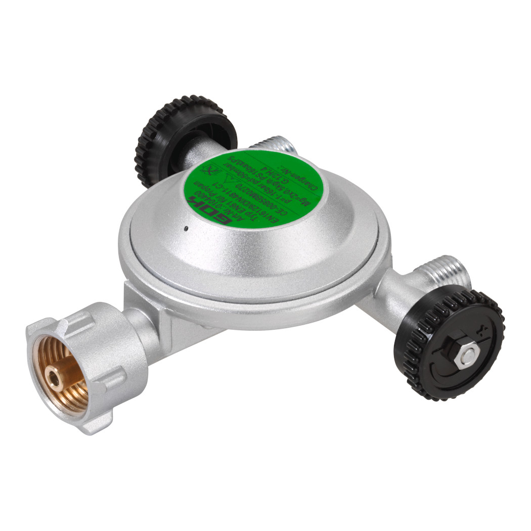 B-Ware GOK Gasregler EN61 1kg/h 30mBar mit zwei Abgänge 1/4"