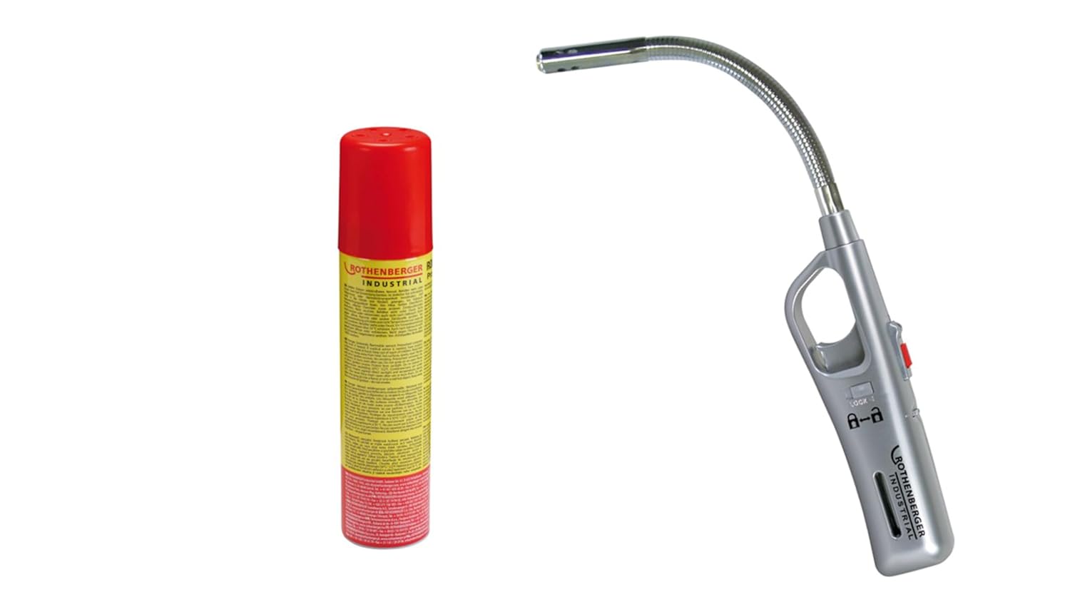 Rothenberger Industrial Gasanzünder Schwanenhals + Rofill Nachfüllgas