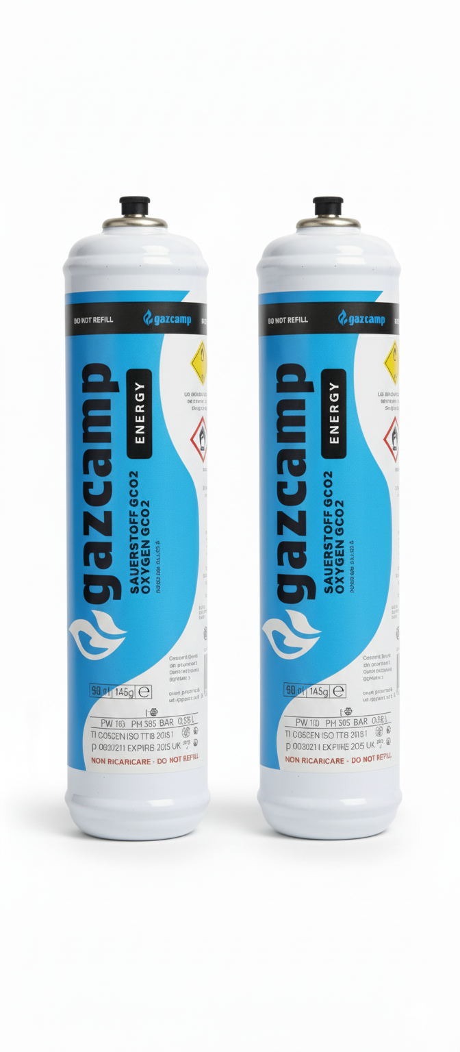 6x Gazcamp Sauerstoff O2 110bar 930ml Einwegflasche M10 x1 (VPE)