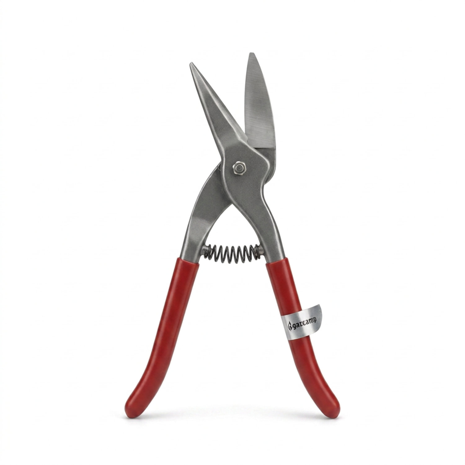 Gazcamp Pelikan Blechschere 300 mm – Linksschneidende Blechschere mit PVC-Griffen