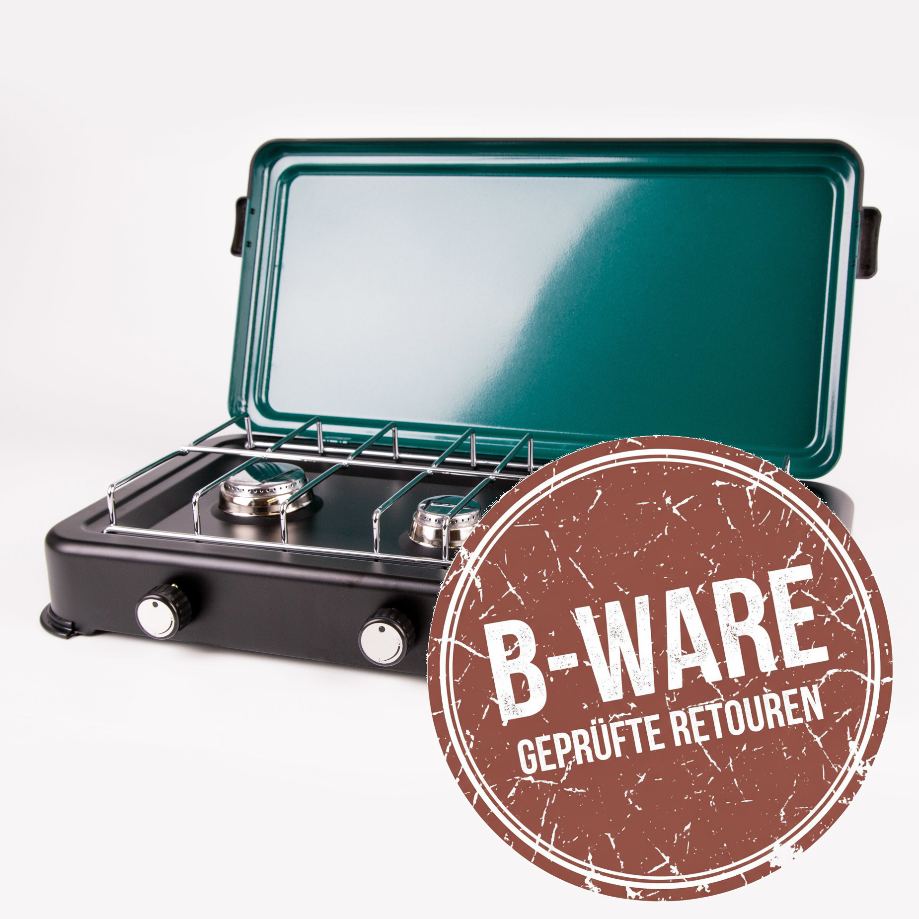B-Ware Gazcamp 3-flamm Gaskocher 3,7 kW 50 mbar schwarz mit Deckel
