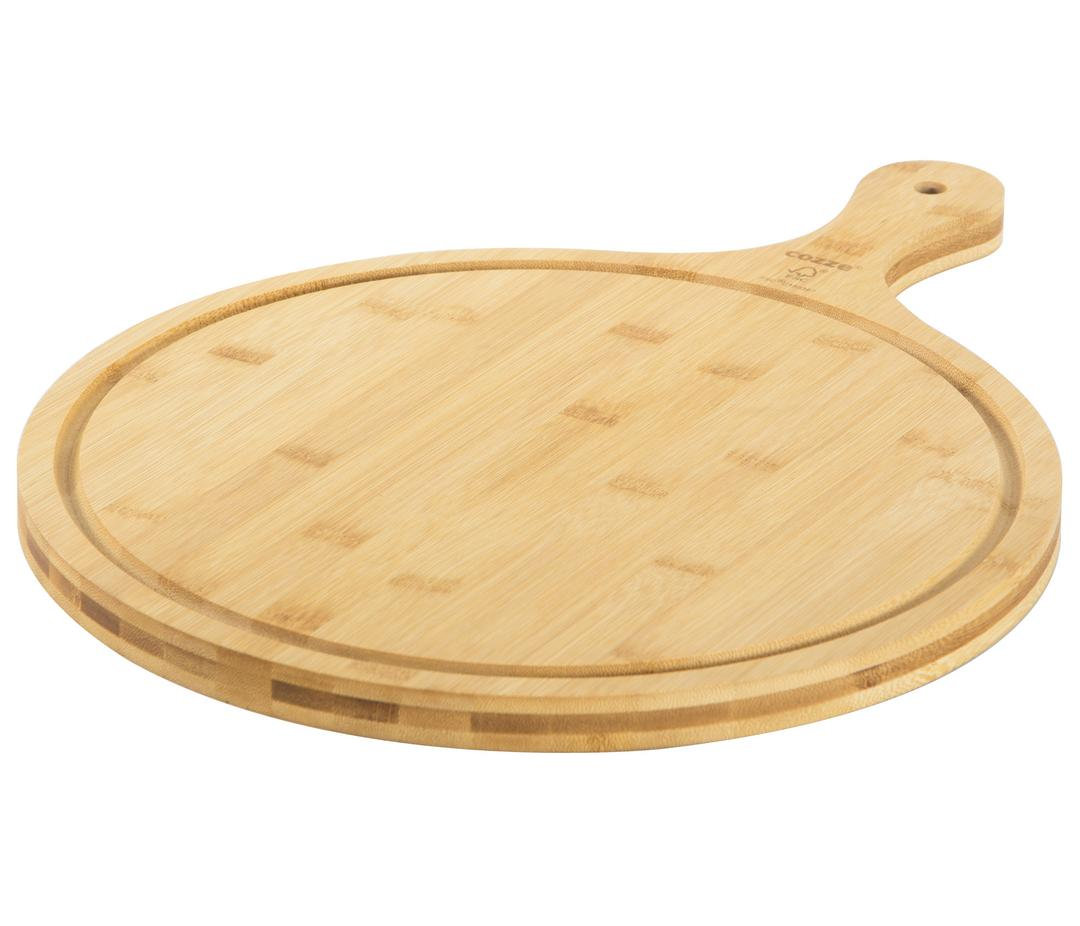 Cozze Servierbrett für Pizza aus Bambus mit Griff, 46 x 35 x 2 cm