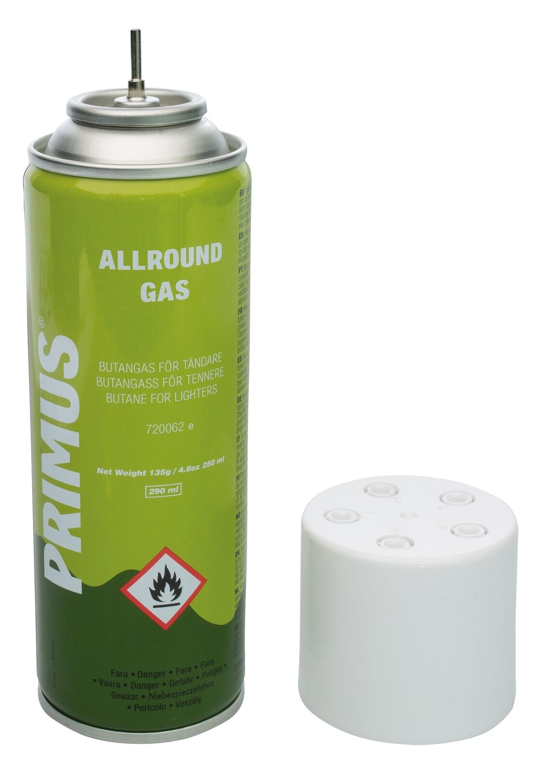 Primus Feuerzeuggas Allround Gas 135 g Kartusche mit fünf Ventilen 290 ml