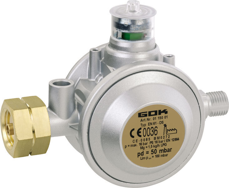 B-Ware GOK Gasregler für Gewerbe mit Komb.A ÜDS EN61-DS 1,5kg/h 50mBar