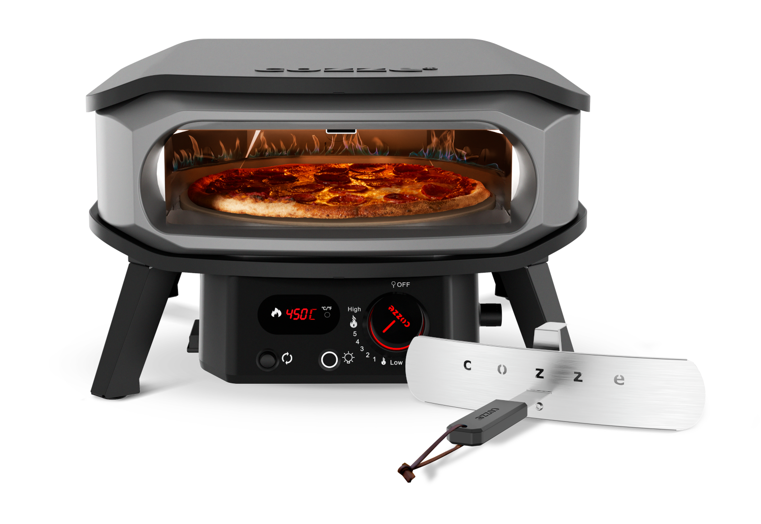 COZZE Mini Pizzaofen Gas mit Drehfunktion 13 Zoll, 50 mbar