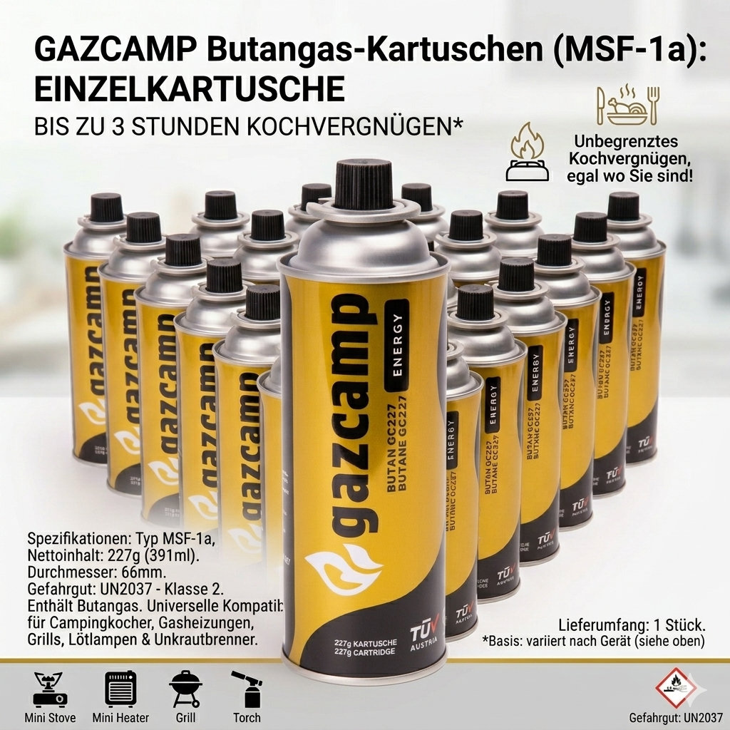 56x Gazcamp Butan 227g Kartusche MSF-1A GC227