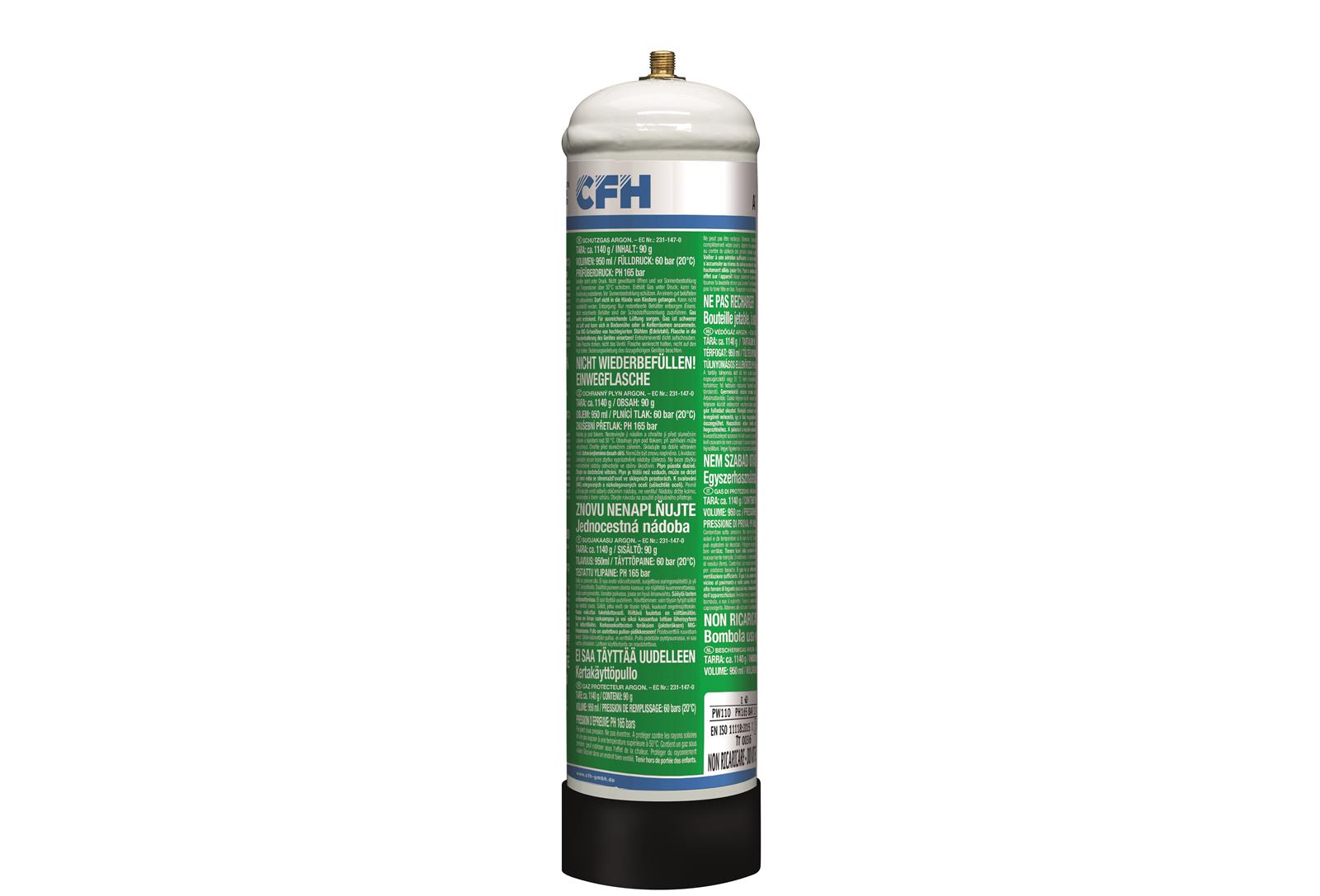 CFH Argon Schutzgas für Schutzgasschweißgerät 60 bar 950 ml 100 g AR 514