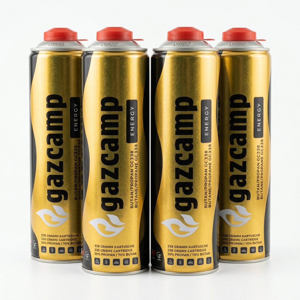 4x Gazcamp Butan/Propan 338g (616ml) Gaskartusche EN417 Schraubgewinde