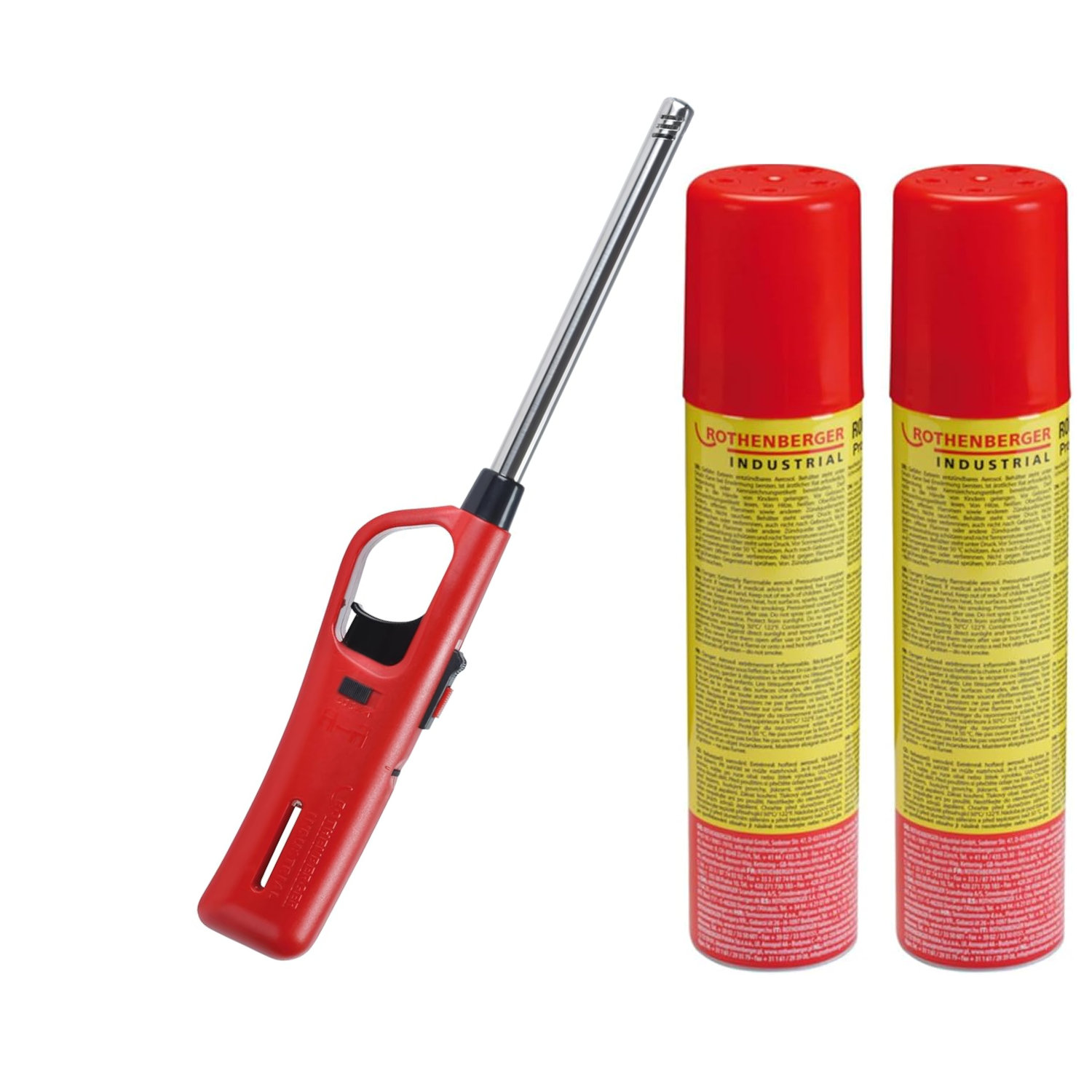 Rothenberger Industrial Gasanzünder inkl. 2x Rofill Gas 100 ml