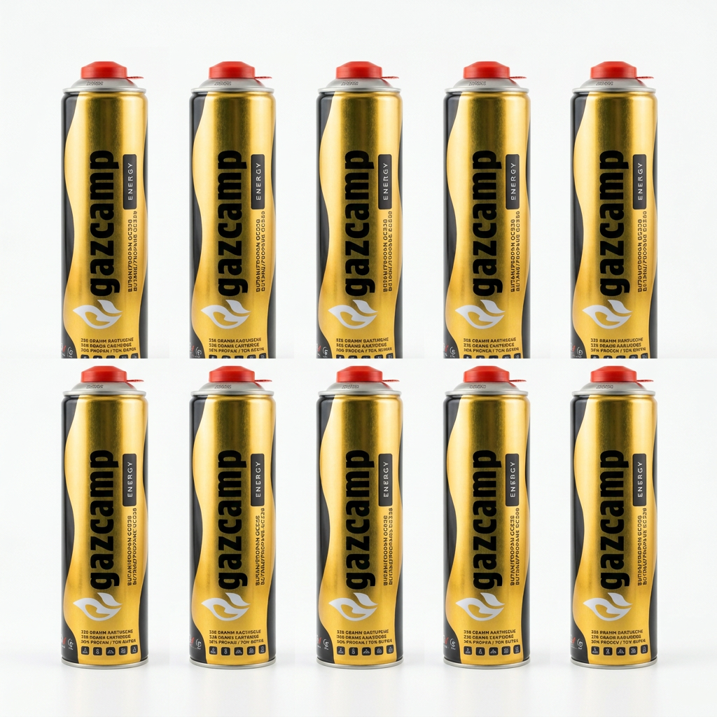 10x Gazcamp Butan/Propan 338g (616ml) Gaskartusche EN417 Schraubgewinde