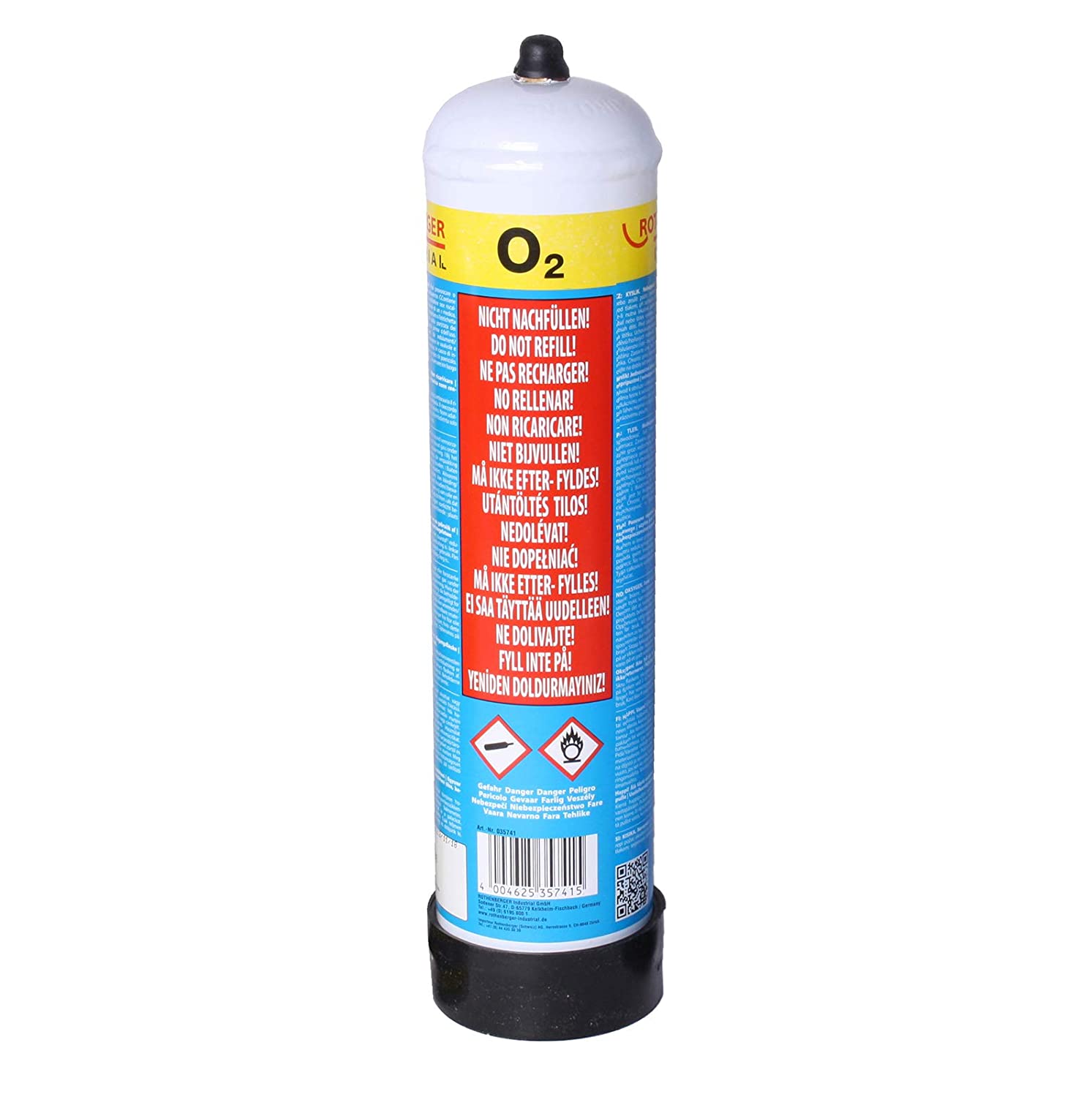 Rothenberger Industrial Sauerstoff O2 110 bar 930 ml Einwegflasche