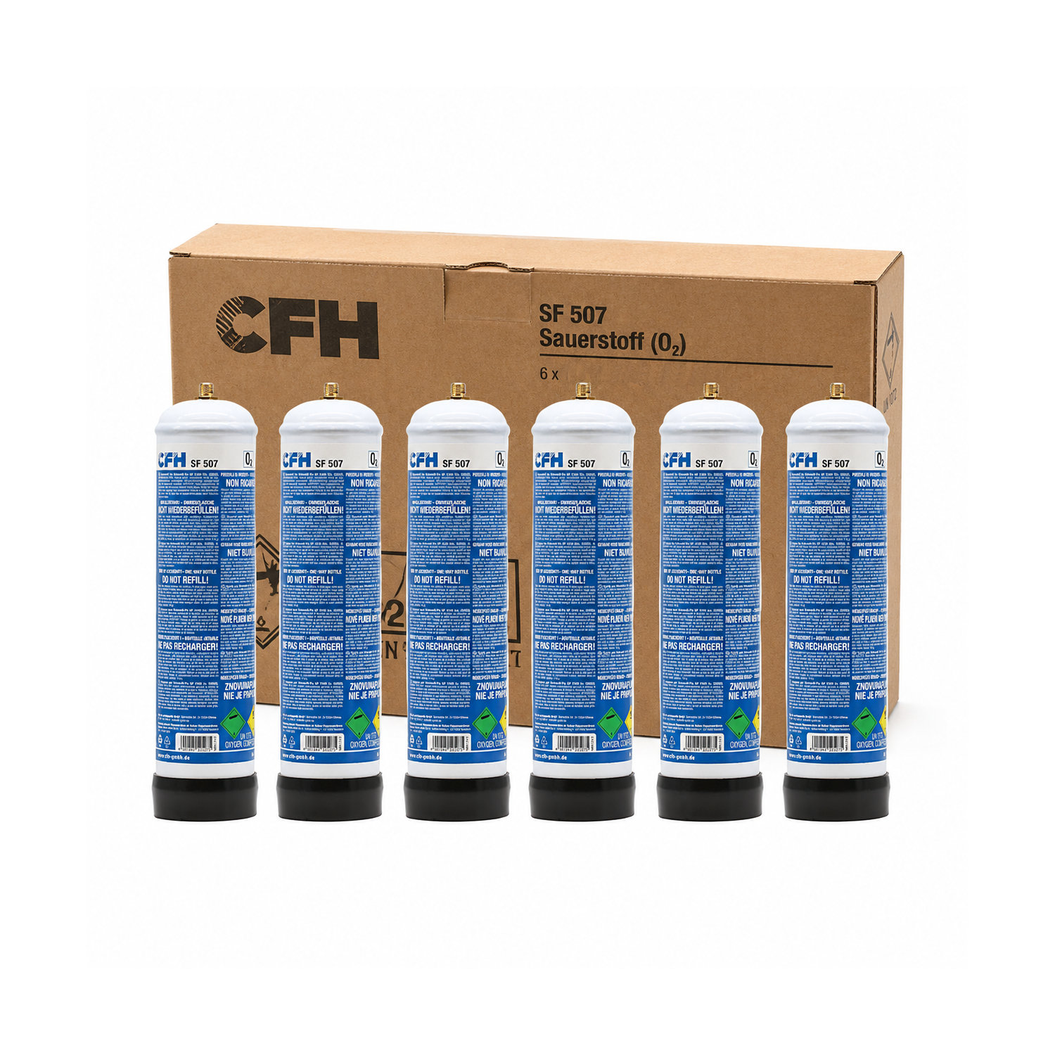 6x CFH Sauerstoff (O2) SF 507 (0,95-Liter-Stahlflasche) #1