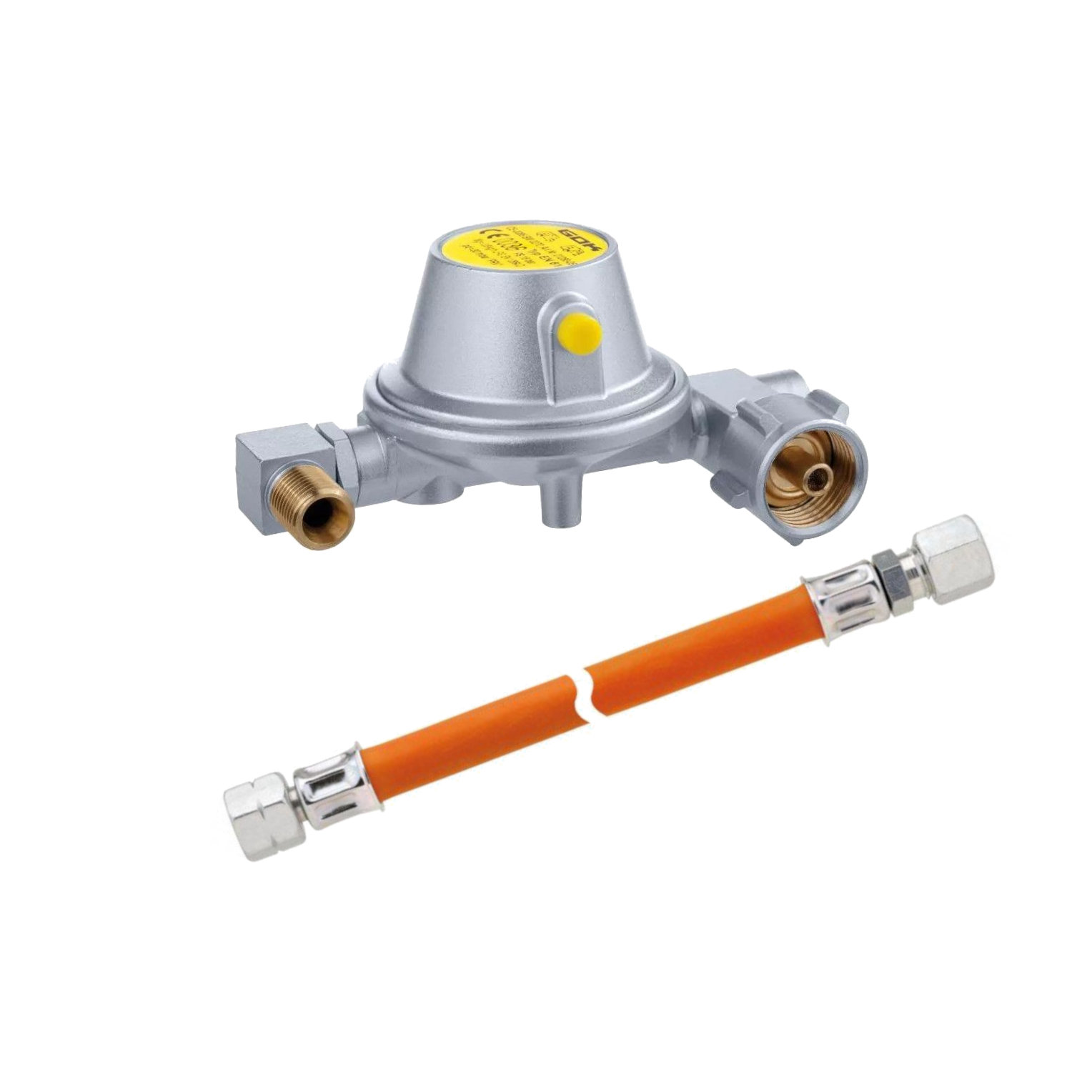 GOK Anschluss-Set für VW California (Rohranschluss) - Druckregler 30 mbar & Gasschlauch passend für Campingaz R907/R904