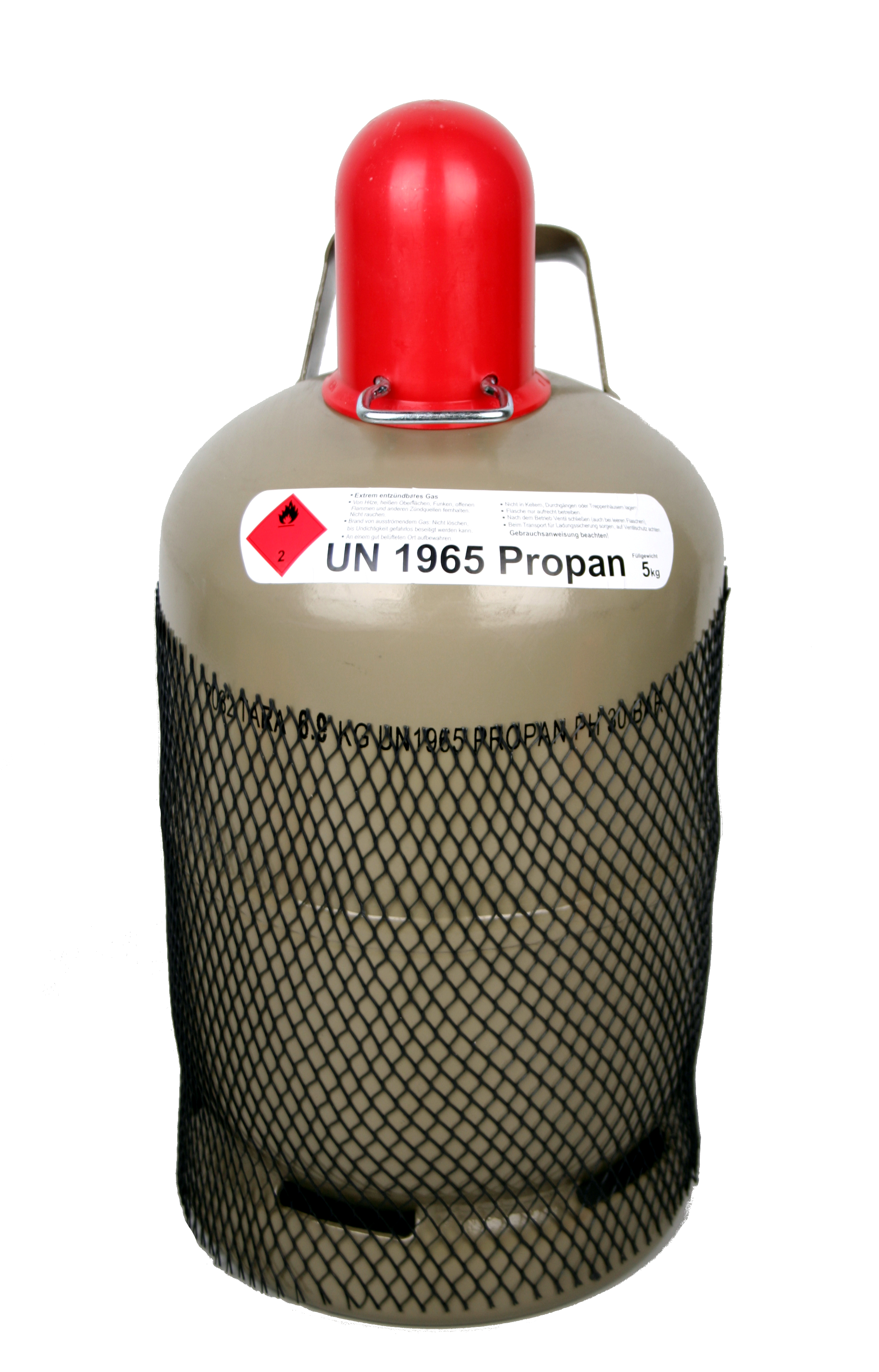 5 kg Graue Stahl-Gasflasche - Eigentumsflasche mit mid. 9 Jahren TÜV, fabrikneu und bereit zum Befüllen!