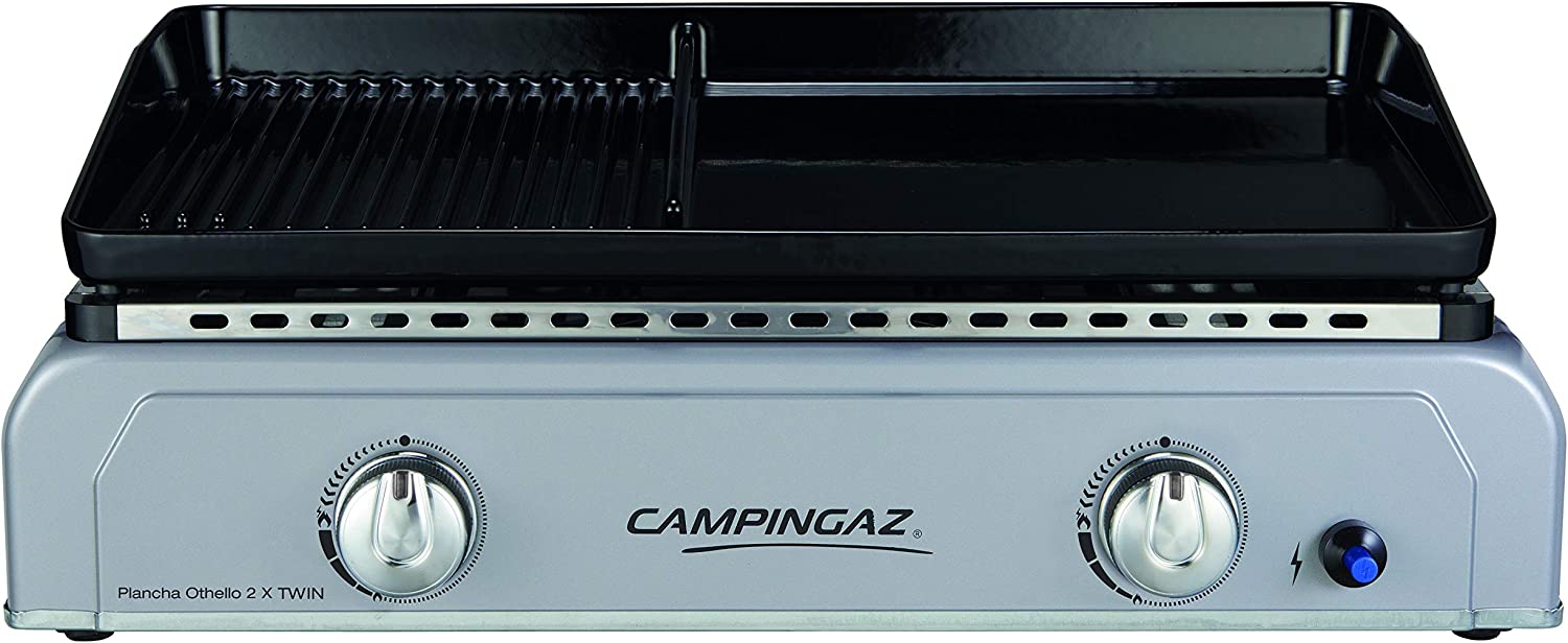 Campingaz Plancha Othello 2 X Twin 6 kW Piezozündung Blau Flame Technologie mit Schlauch und Regler