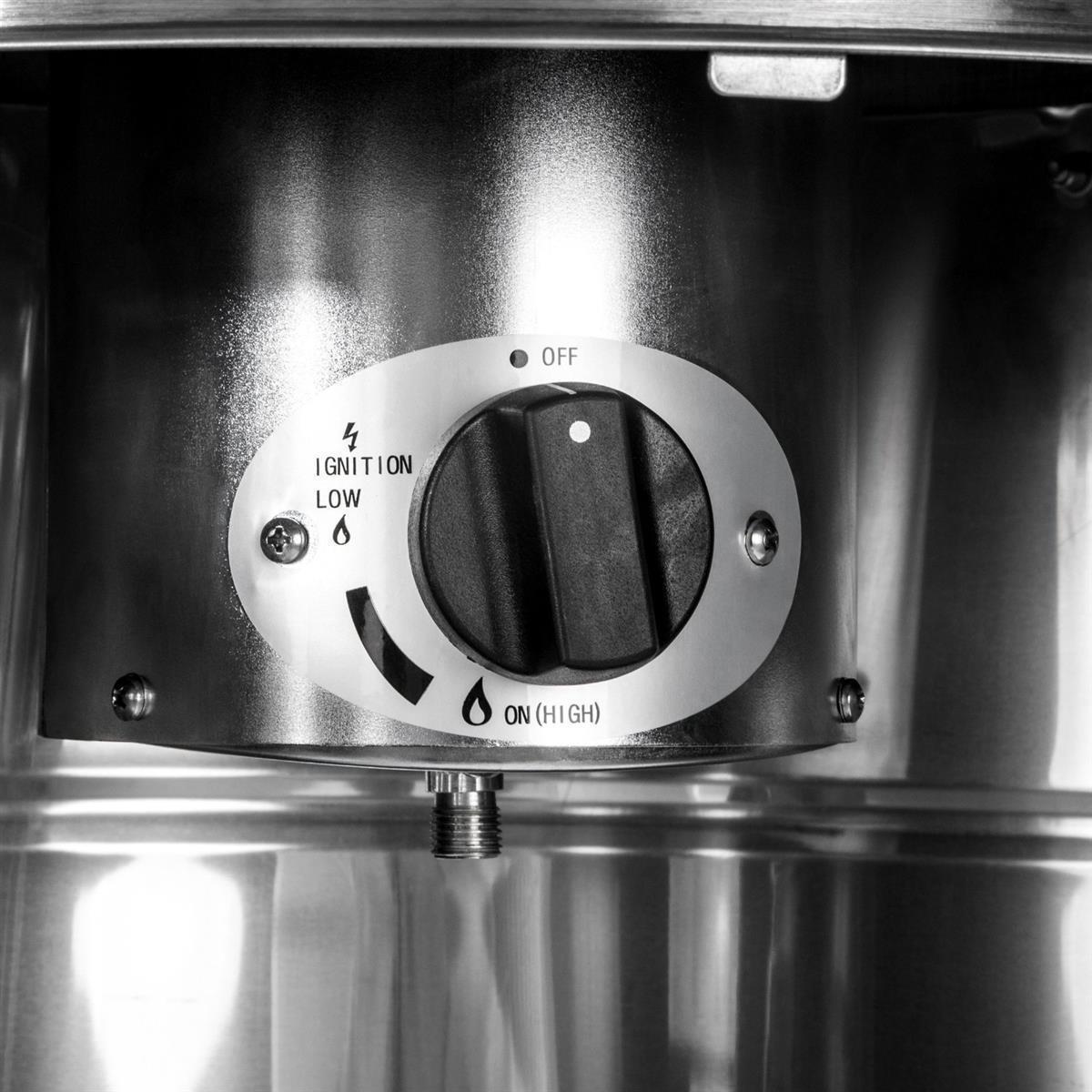 Gazcamp Heizstrahler Deluxe 10,0 kW – Gas Heizpilz aus Edelstahl mit Piezozündung & Kippschutz