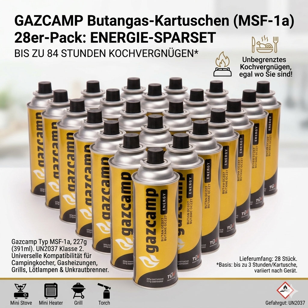 28x Gazcamp Butan 227g Kartusche MSF-1A GC227