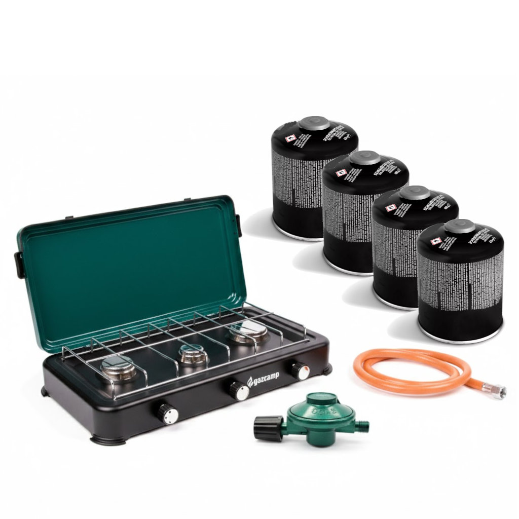 Gazcamp Blackout-Vorsorgepaket Gaskocher mit Kartuschen für die ganze Familie, sofort einsatzbereit