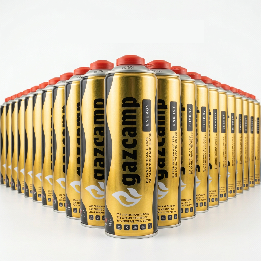 48x Gazcamp Butan/Propan 338g (616ml) Gaskartusche EN417 Schraubgewinde