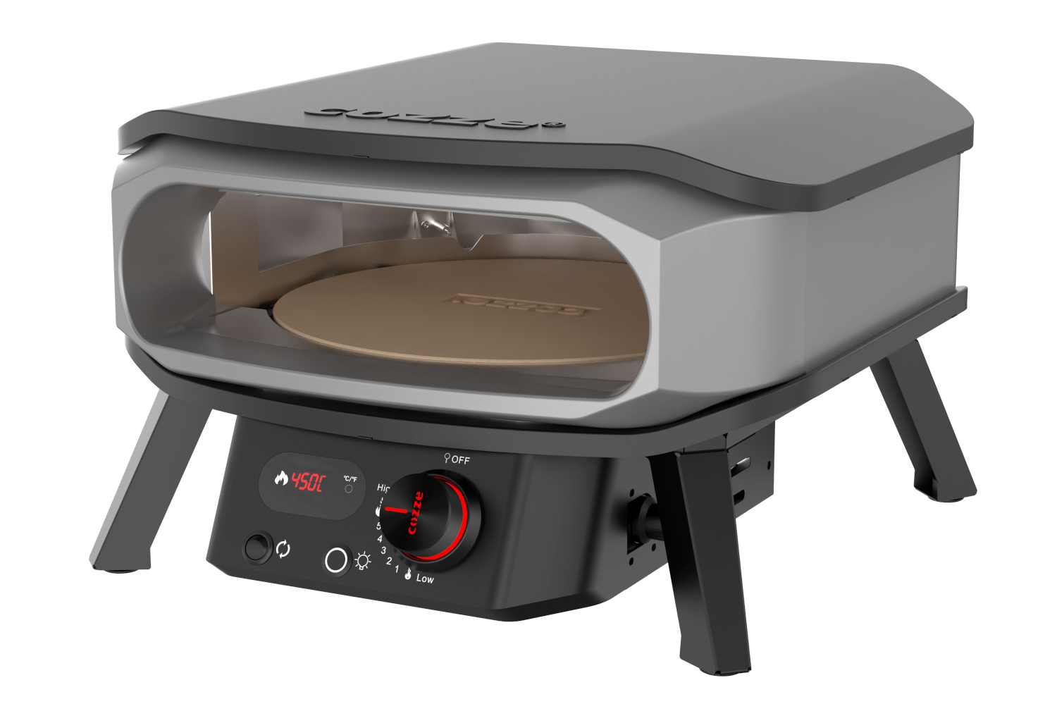 COZZE Mini Pizzaofen Gas mit Drehfunktion 13 Zoll, 50 mbar