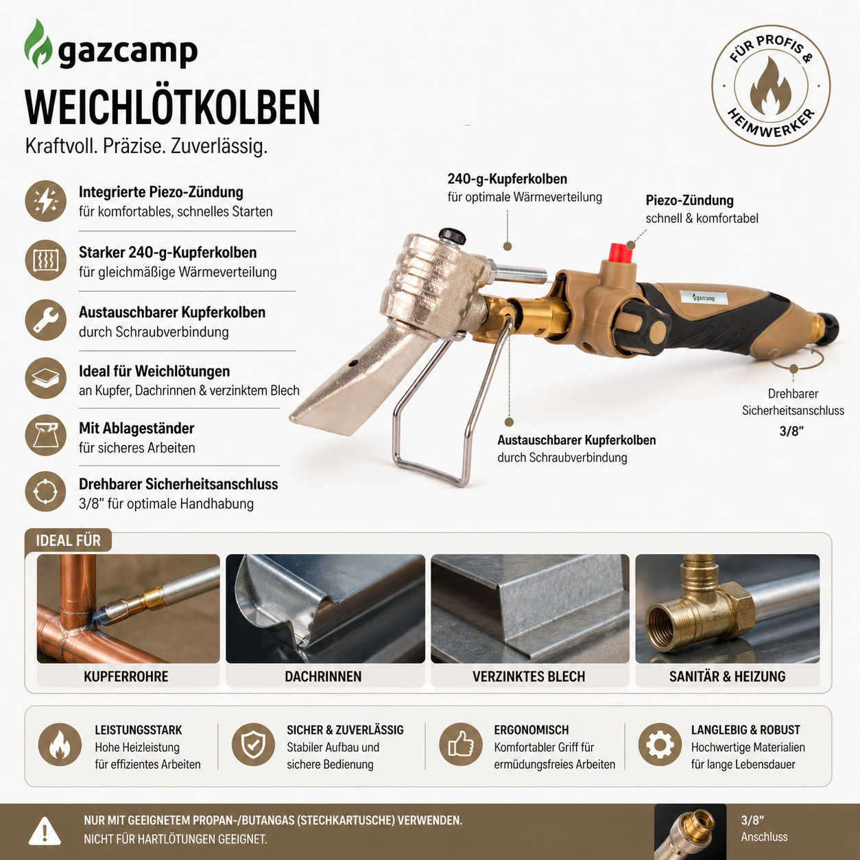 Gazcamp Profi Kupferlötkolben PQ666
