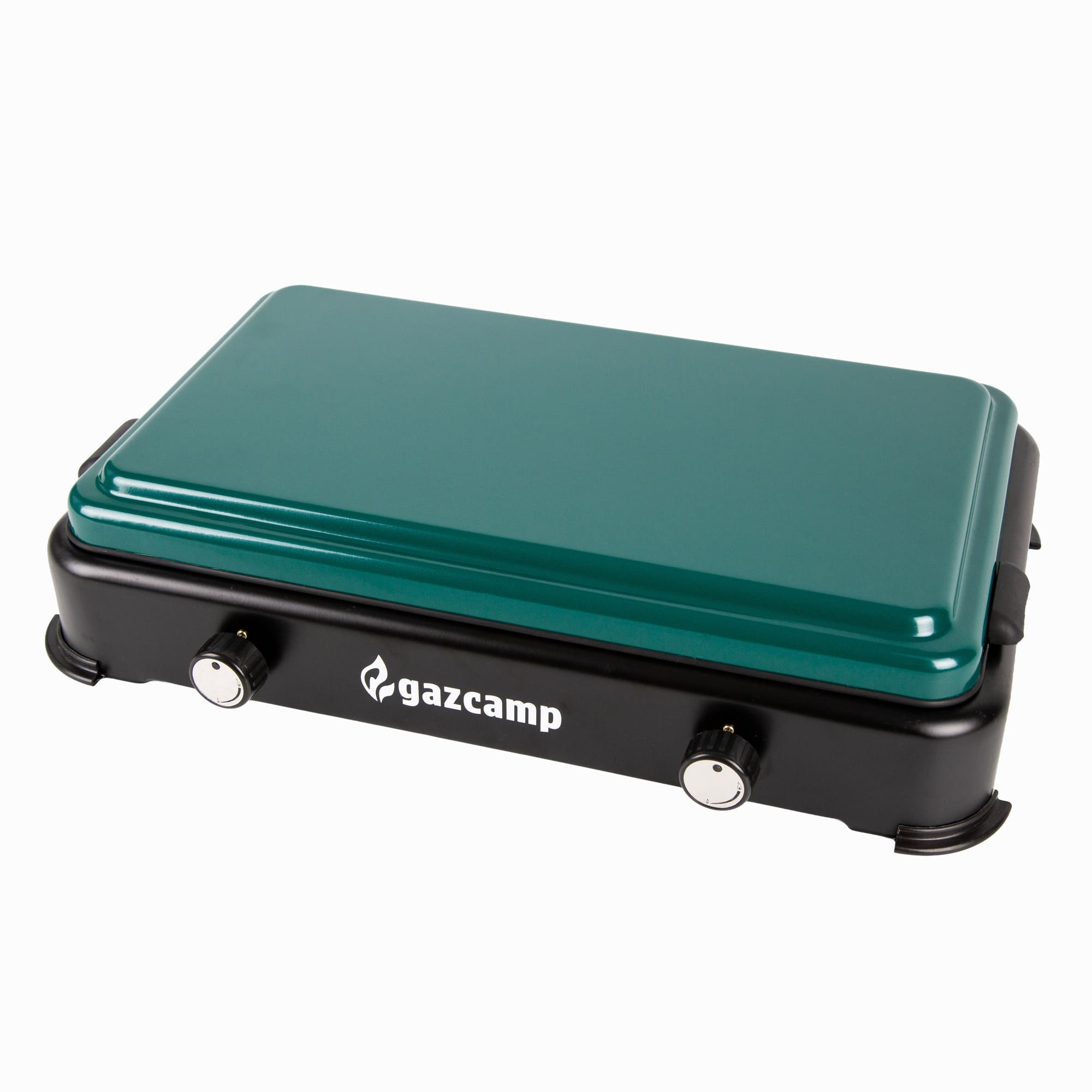 Kopie von Gazcamp 2-flamm Gaskocher 2,9 kW 50 mbar schwarz mit Deckel #1