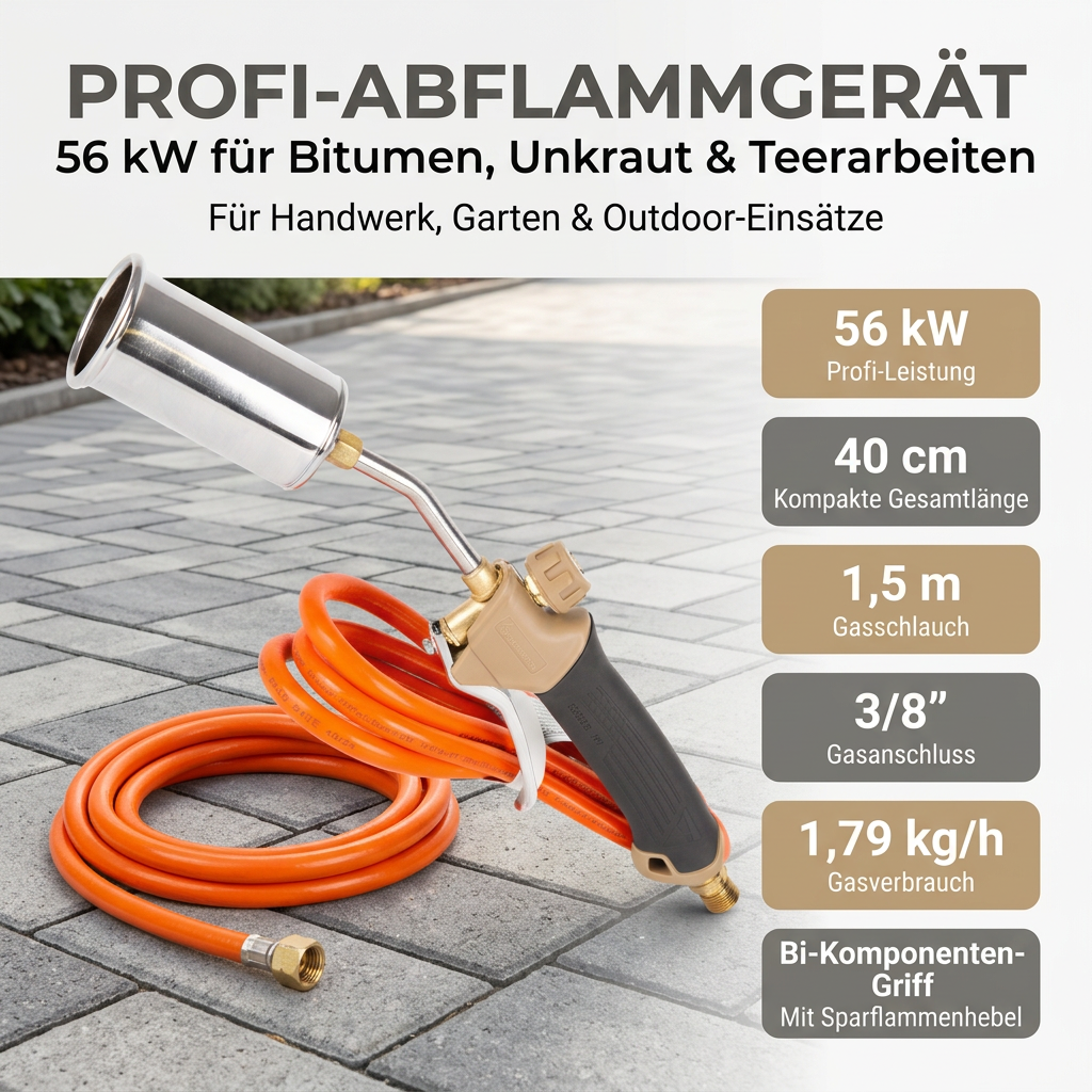 Gazcamp Abflammgerät PQ840 – Vielseitiges Gas-Handgerät für Bitumen, Unkraut und Teerarbeiten